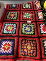 Vintage Handmade Crocheted Afghan U245