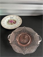 Depression Glass Platter & Decorative Plate U246