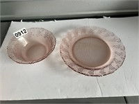 Pink Depression Glass Bowl & Plate U246