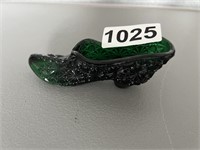 Green Glass Slipper 5"x2" U248