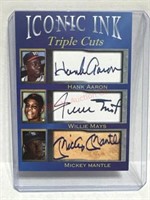 Iconic Ink Hank Aaron Willie Mays Mickey Mantle