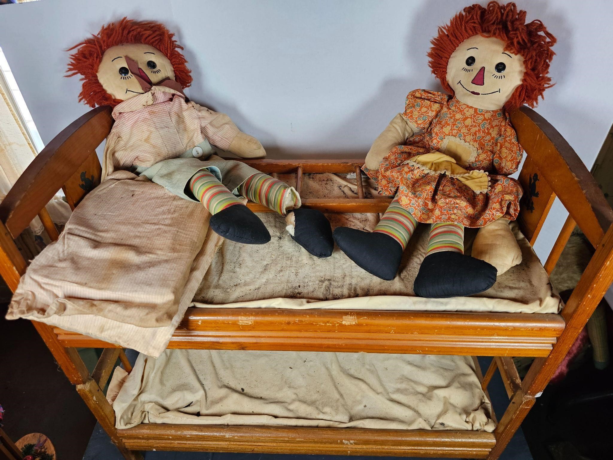 Raggedy Ann & Andy Plush dolls & doll Bunkbed