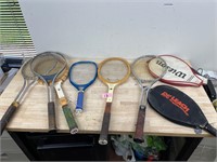 Lot of tennis rackets