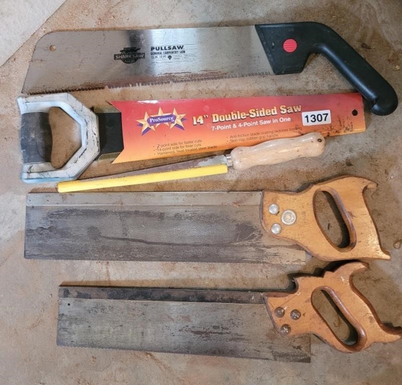Lot of 5 Back Saws and Pull Saws