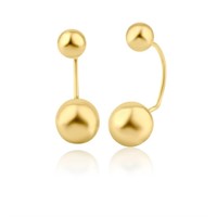 14k Gold Double Beads Front & Back Earrings