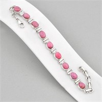 Natural 18.43ct Pink Opal Tennis Bracelet