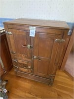 ANTIQUE ICE BOX "THE GOULD" - SOLID WOOD OUTSIDE