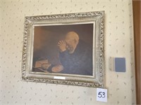 VINTAGE "GRACE" MAN PRAYING FRAMED PICTURE