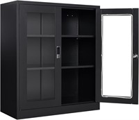 Black Metal Cabinet with Lock  Adjustable Shelves