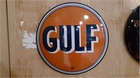 Gulf Round Metal Sign