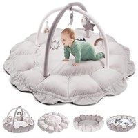 5-in-1 Convertible Baby Play Gym with 6 Toys,...