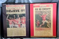 Two Framed Front Pages Badgers 93-94 Rose Bowl Run