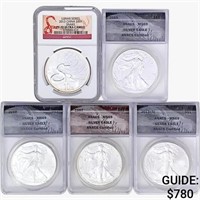 1997-2013 [5] Varied Silver Coinage NGC/ANACS