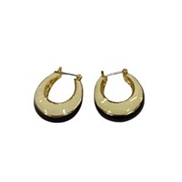 Oval Hoops Cream With Black And Gold-tone Edges