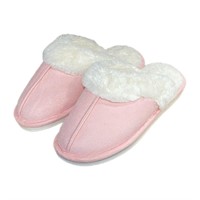Women Pink Slip-on Fuzzy House Slipper  Sz 9-10