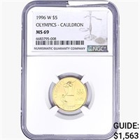1996-W .2419oz. Gold $5 Olympics Caudron NGC MS69