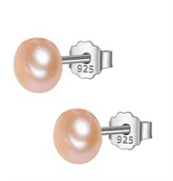 Natural Round Pink Freshwater Pearl Earrings