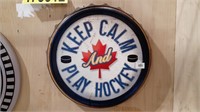 Keep Calm & Play Hockey Bottle Cap Sign