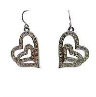 Ivana Trump Double Heart Rhinestone Earrings