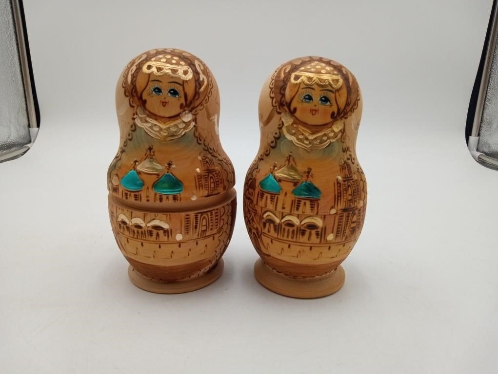 2 Wood Hand Painted Nesting Dolls