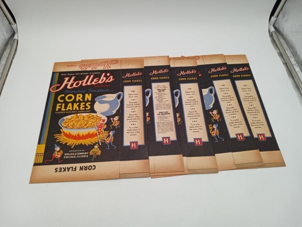 Vintage Holleb's Corn flakes boxes Advertising