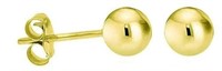 14k Gold Bead Push Backing Stud Earrings