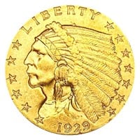 1929 $2.50 Gold Quarter Eagle CLOSELY