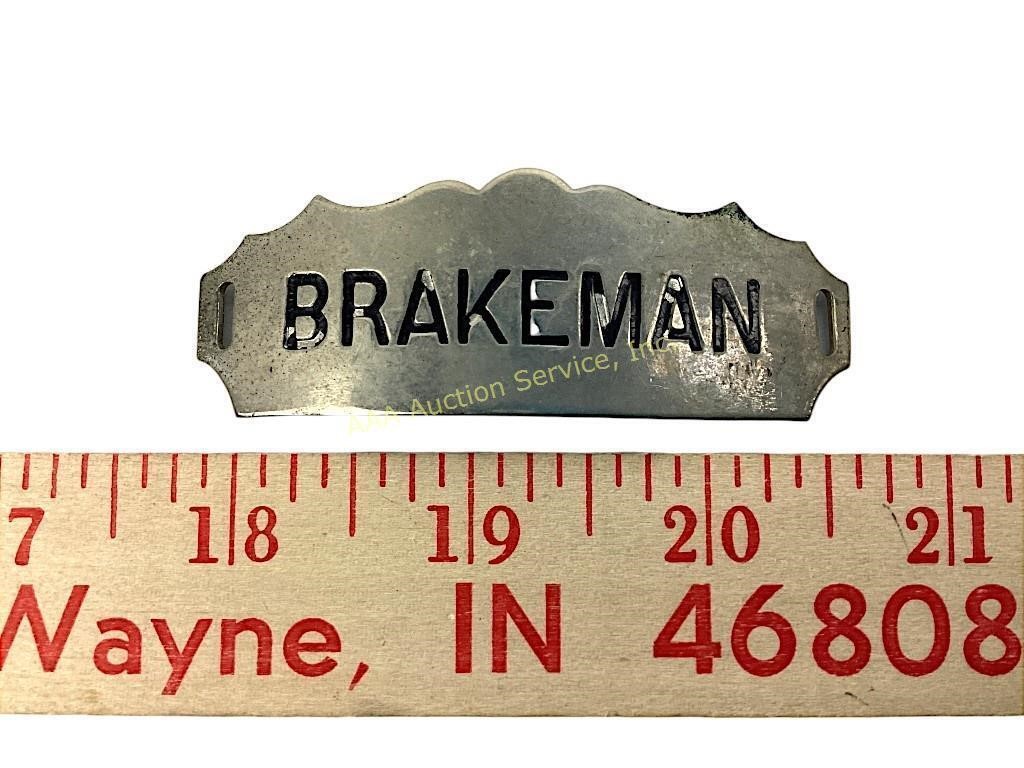 Antique Brakeman railroad hat badge F. G. Clover
