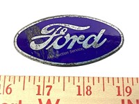 Old Ford automobile enameled metal emblem - heavy
