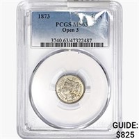 1873 Nickel Three Cent PCGS MS63 Open 3