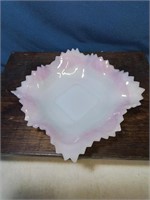 Indiana glass diamond point ruffled square candy
