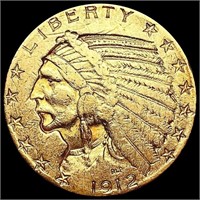1912-S $5 Gold Half Eagle CLOSELY UNCIRCULATED