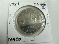 1981 $1 CDN "CAMEO" COIN