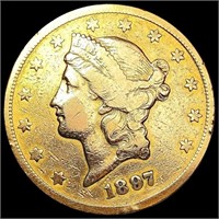 1897-S $20 Gold Double Eagle NICELY CIRCULATED