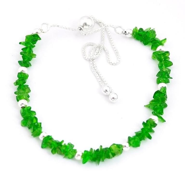 Elegant 11.88ct Green Crystal Beads Bracelet