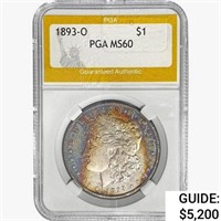 1893-O Morgan Silver Dollar PGA MS60