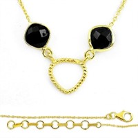 Gold-pl. Natural 5.38ct Black Onyx Necklace