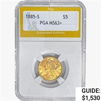 1885-S $5 Gold Half Eagle PGA MS63+