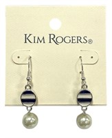 Kim Rogers Silver Tone Pearl Dangle Earrings