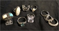 Assorted Silver Tone Fashion Ring Lot