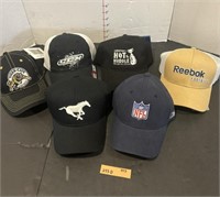 6 assorted sports hats