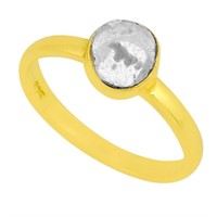 Gold-pl. Natural 1.65ct Uncut Polki Diamond Ring