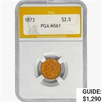 1873 $2.50 Gold Quarter Eagle PGA MS61