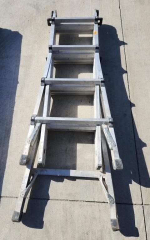 Aluminum folding 17 ft extension ladder/ 7 ft.