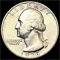 1936-S Washington Silver Quarter CHOICE AU