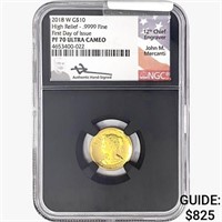 2018-W $10 1/10oz. Gold Liberty NGC PF70 UC HR