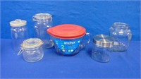 Glass Storage Jars, Covered Batter Bowl / Cup
