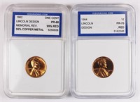 (2) PROOF GRADED LINCOLN CENTS