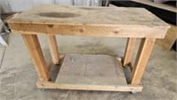 wood work bench on castors