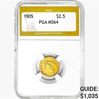 1905 $2.50 Gold Quarter Eagle PGA MS64